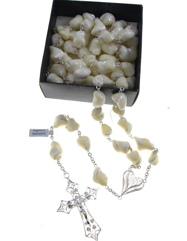 rosario in argento filigrana madreperla