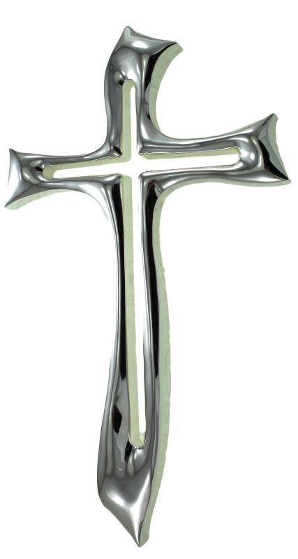 croce moderna argentata  24x41 cm