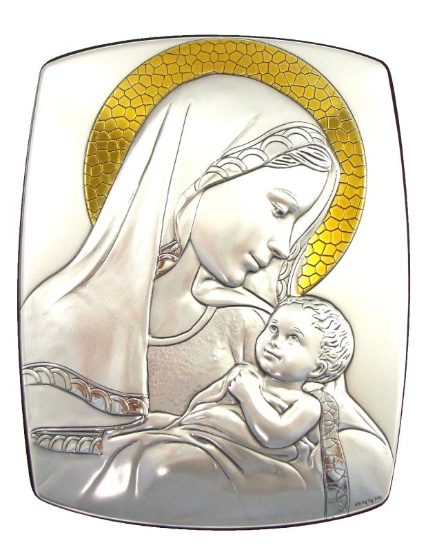 quadro in argento madonna con bambino