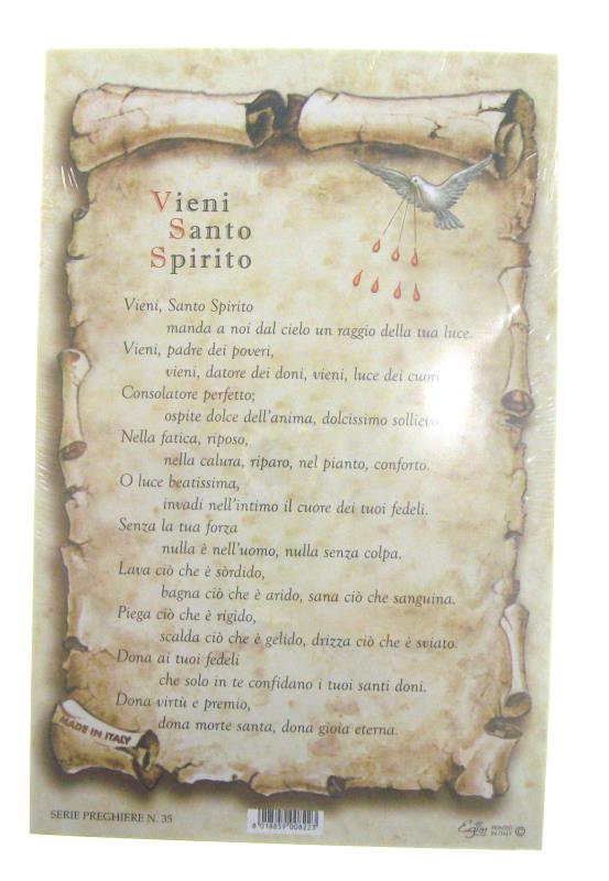 cartoncino serie preghiera formato 10x15 spirito santo