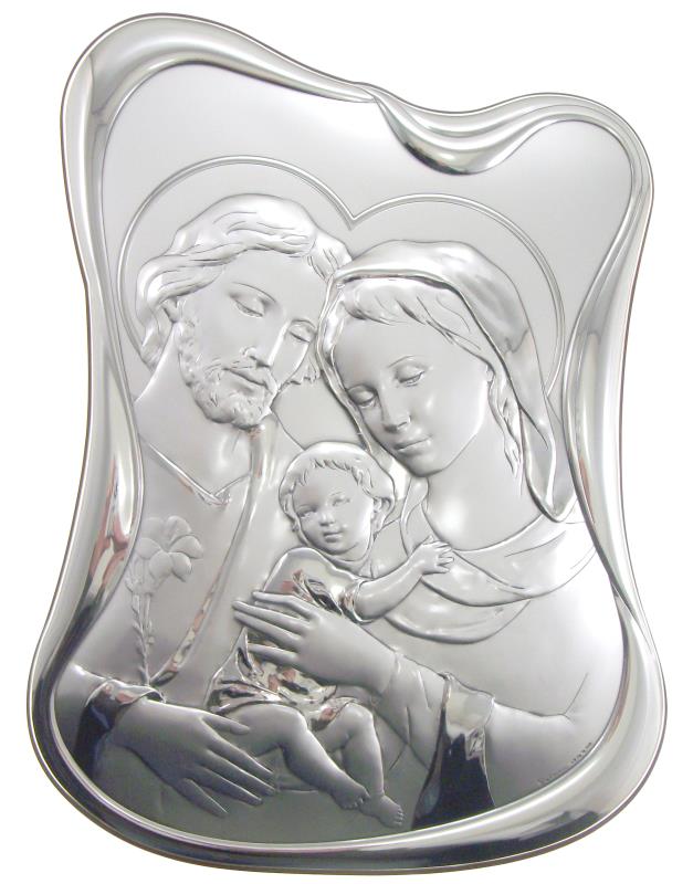 quadro sacra famiglia argento 34x26 cm