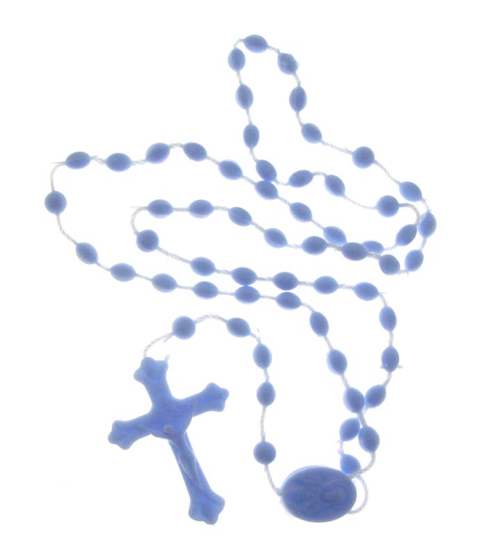 rosario in plastica celeste