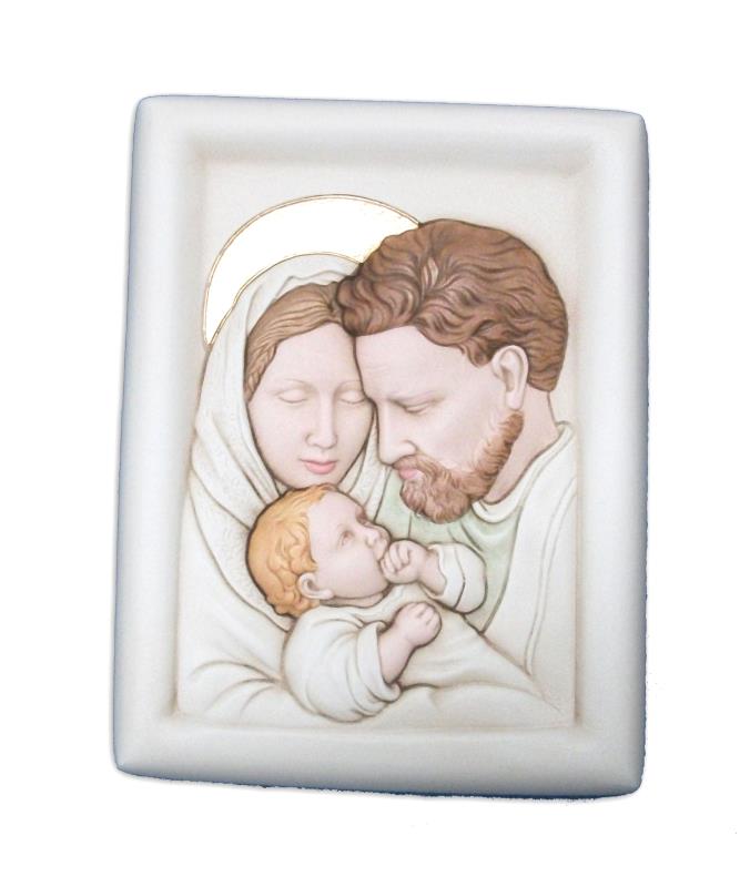 sacra famiglia in ceramica dipinta 9x10