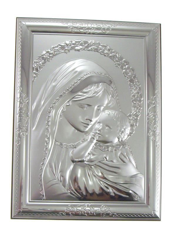 quadro madonna con bambino arg. 18x24