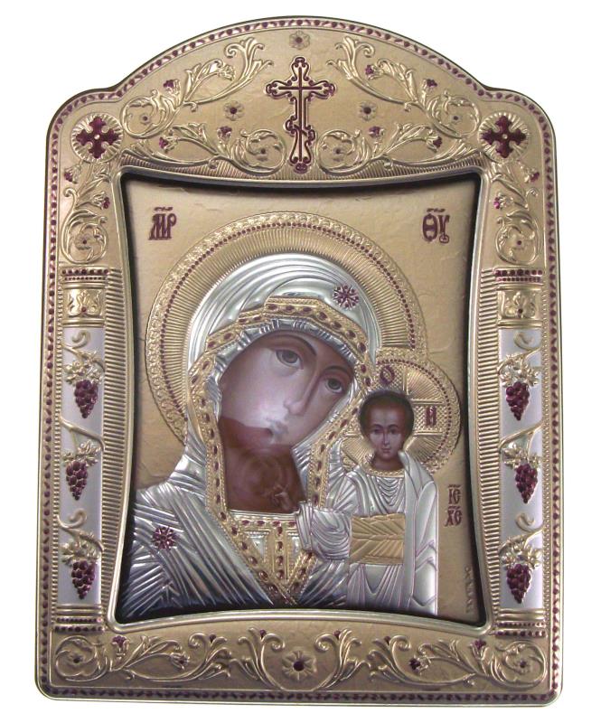 icona madonna con bambino lamina argento