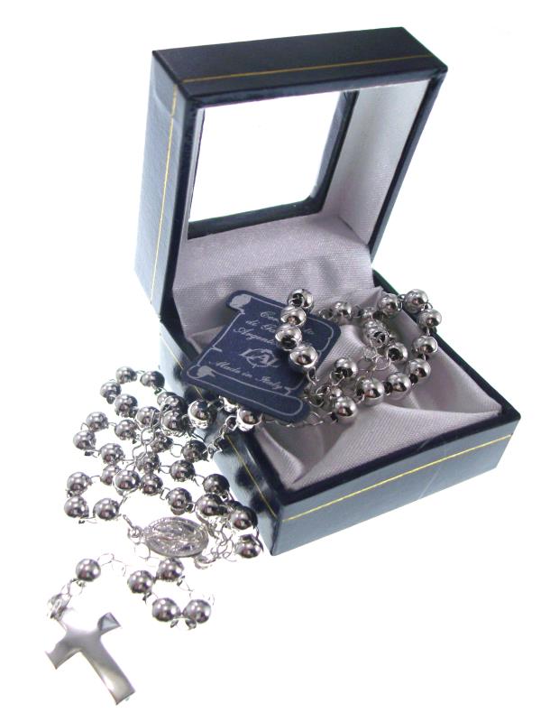rosario in argento con apertura