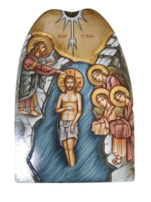 icona dipinta battesimo di gesu cm 60x40