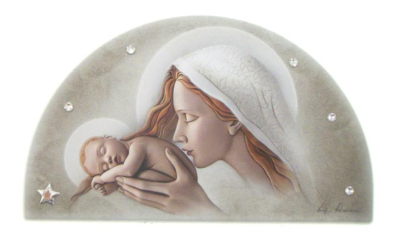 quadro madonna con bambino 16x9,5 cm