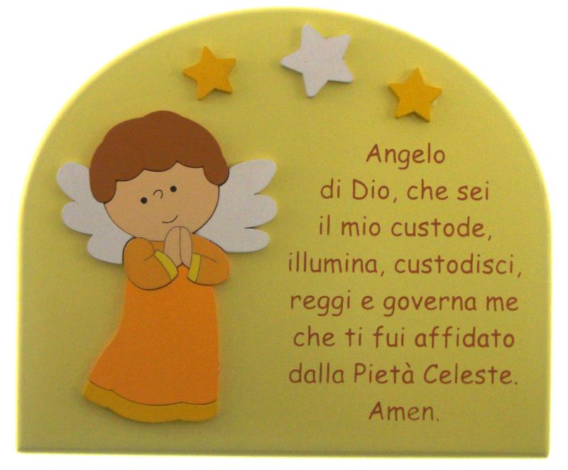 quadro preghiera angelo giallo 17x14