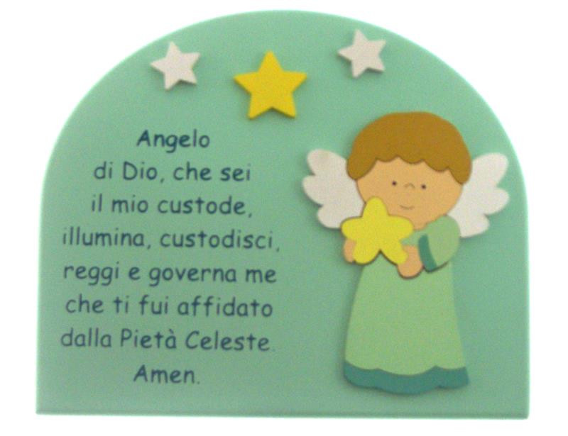quadro preghiera angelo verde 17x14