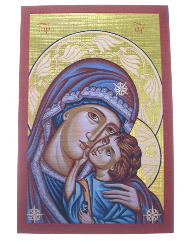 quadretto legno cm 15x10 immagine su tela madonna con bambino