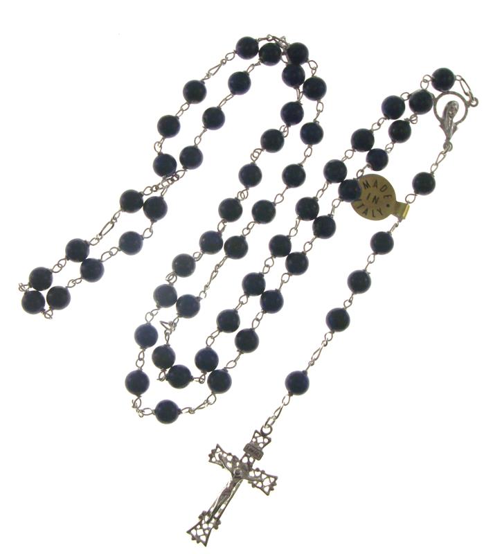 rosario in argento e pietre lapis mm  6