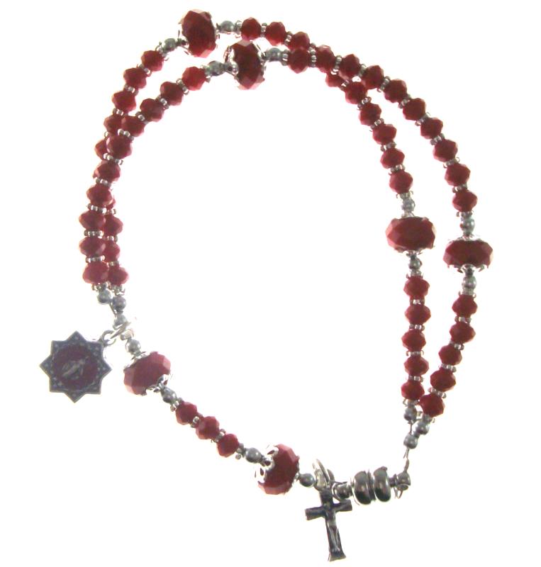 braccialetto rosario completo rosso