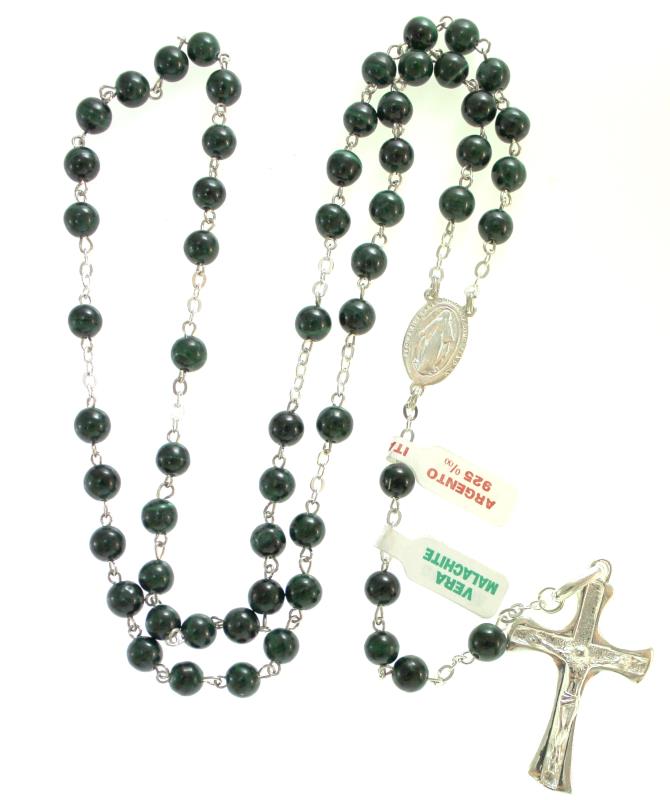 rosario con grano pietra malachite