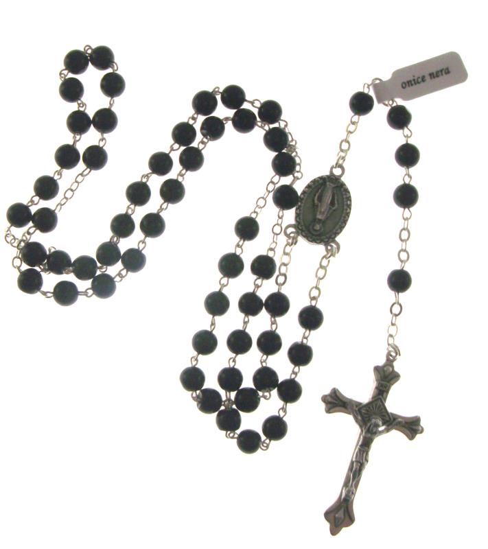 rosario con grano pietra onice
