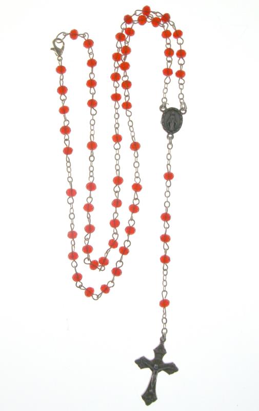 collana rosario con grano cristallo rosso