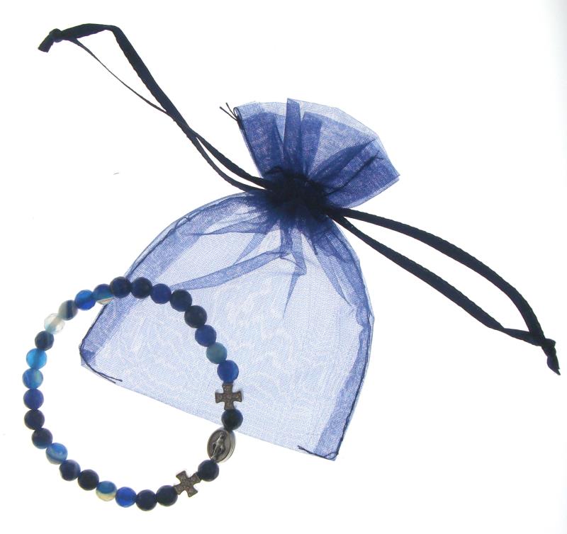 braccialetto elastico medaglia miracolosa croce blu