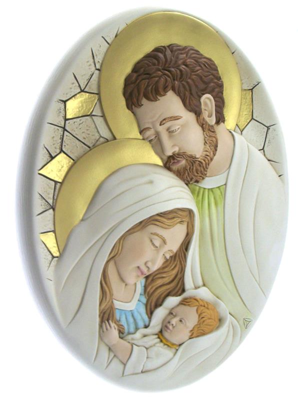 quadro ovale in resina decorato a mano sacra famiglia