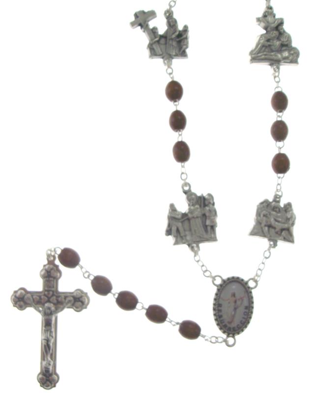 rosario via crucis legno chiaro