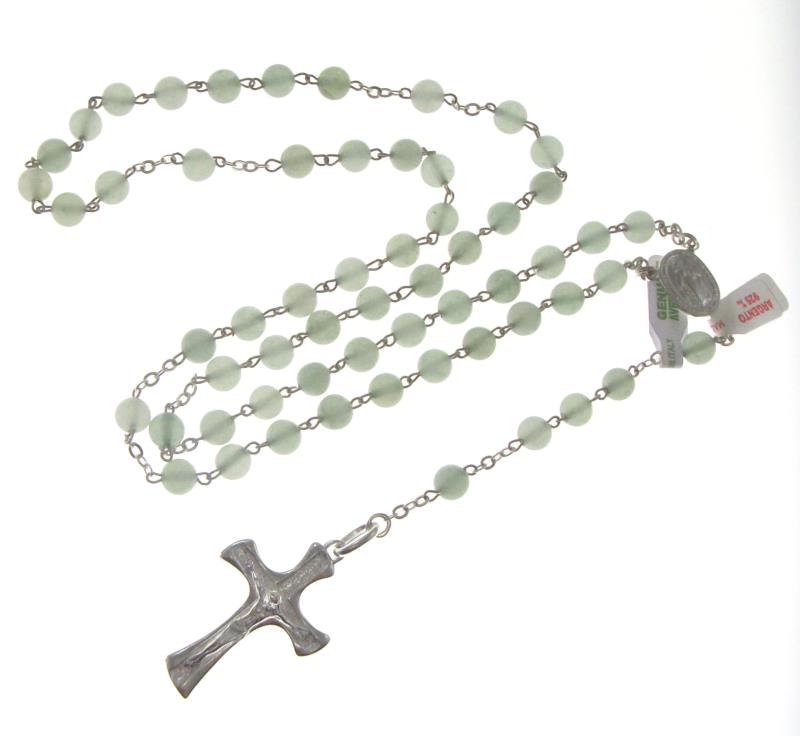 rosario in argento  con grani di pietra dura aventurina
