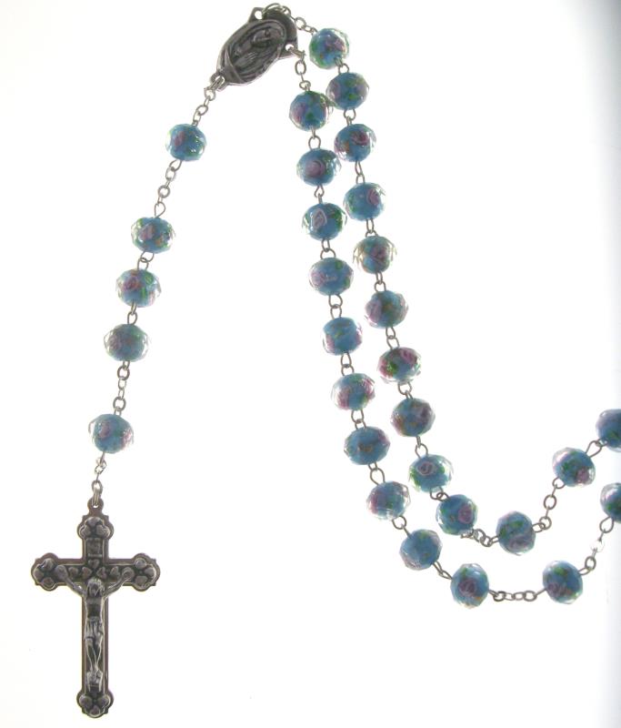 rosario in metallo grano decorato acqua
