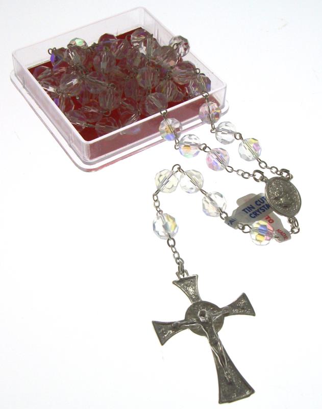 rosario in argento grano cristallo