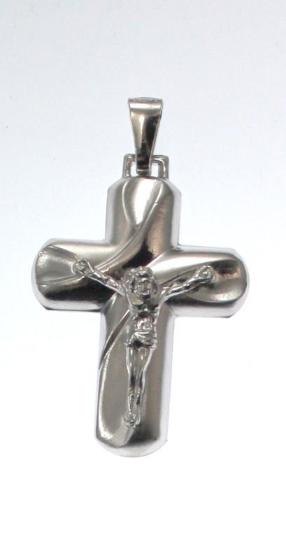 croce in argento con anello cm 3,5