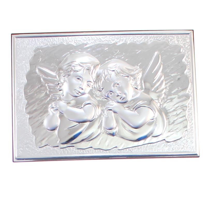 quadro angelo custode legno argento cm 10x15