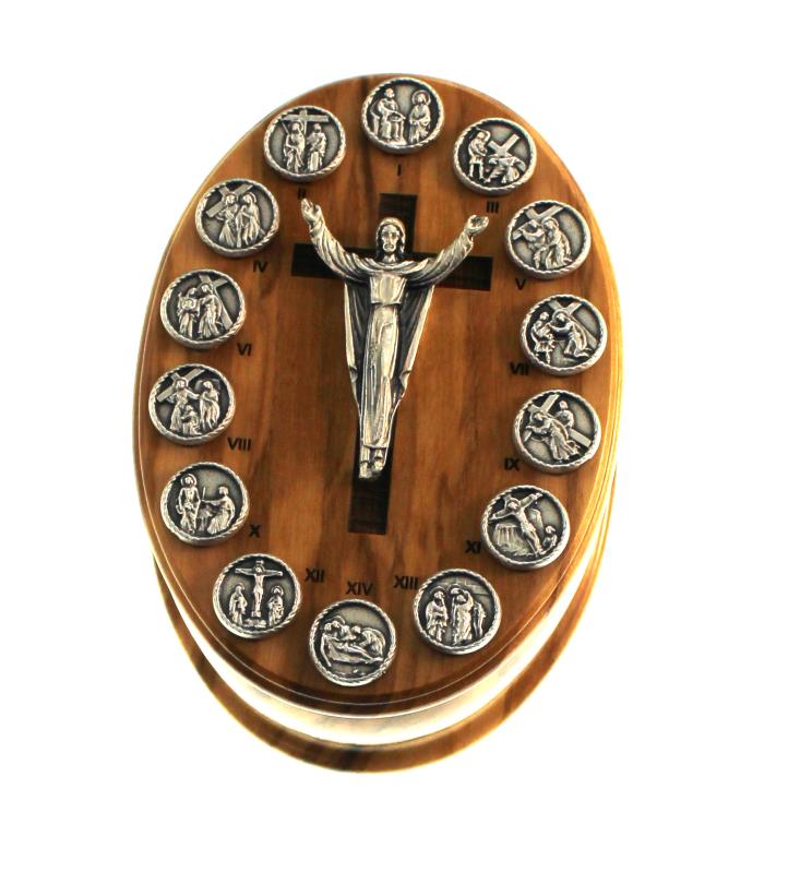 cofanetto porta rosario in legno cm 8,5 via crucis