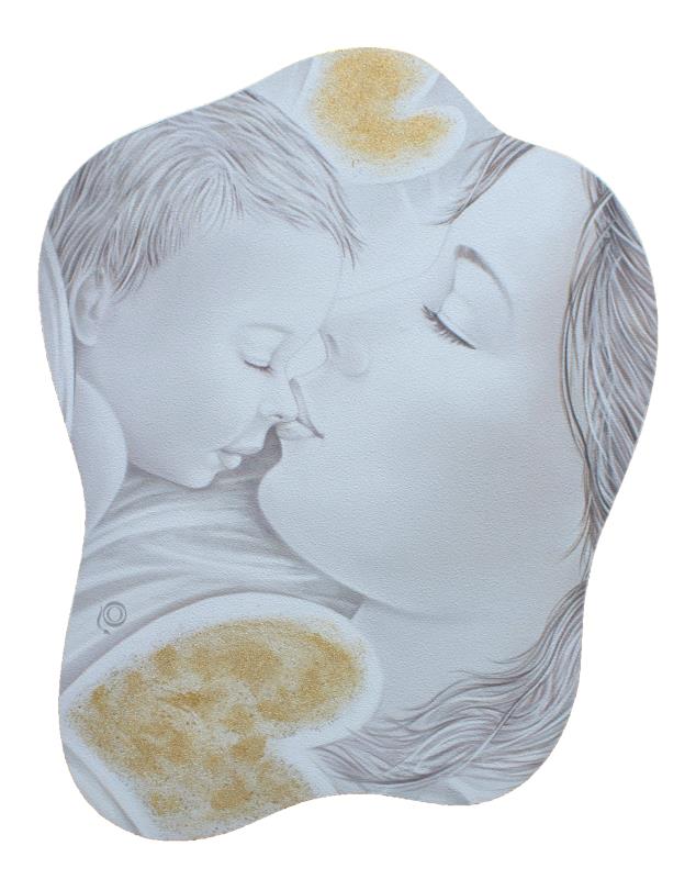 quadro madonna con bambino decorato cm 42x32
