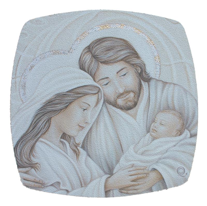 quadro sacra famiglia decorato cm 21x21