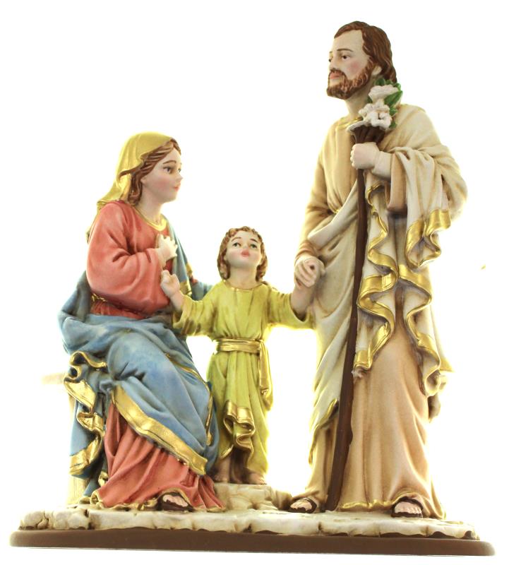 statua sacra famiglia in resina altezza cm 21