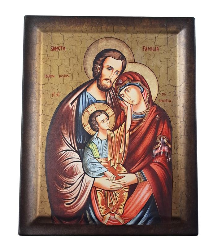 icona sacra famiglia carezza formato 16x20 cm