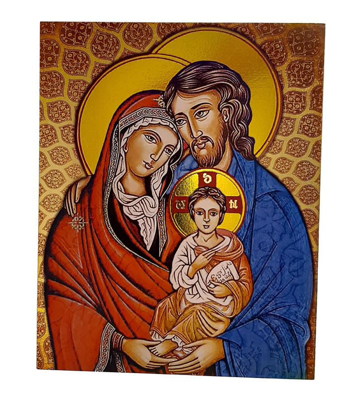 icona sacra famiglia su tavola oro foglia cm 20x25