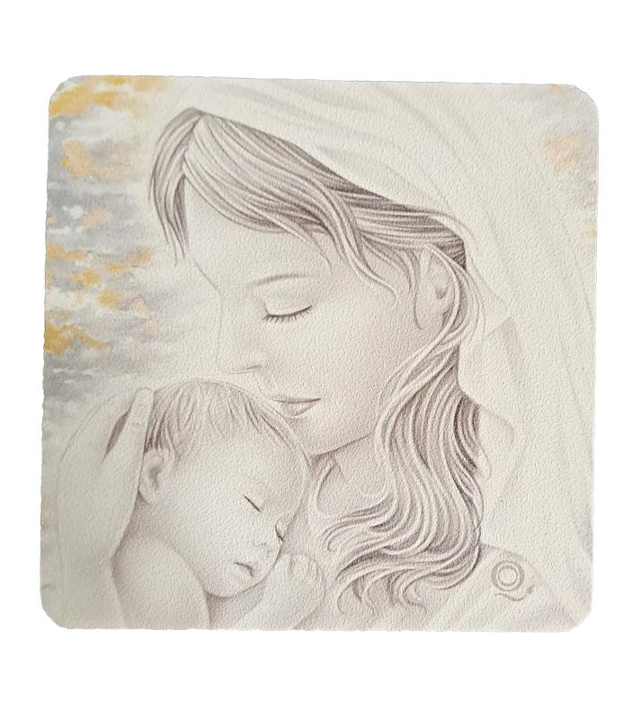 quadro maternita decorato cm 15x15