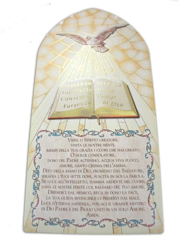 tavoletta con immagine e preghiera 20x10 cm spirito santo