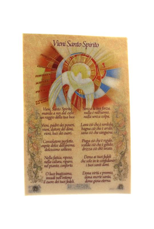 pergamena con preghiera allo spirito santo cm 10x1