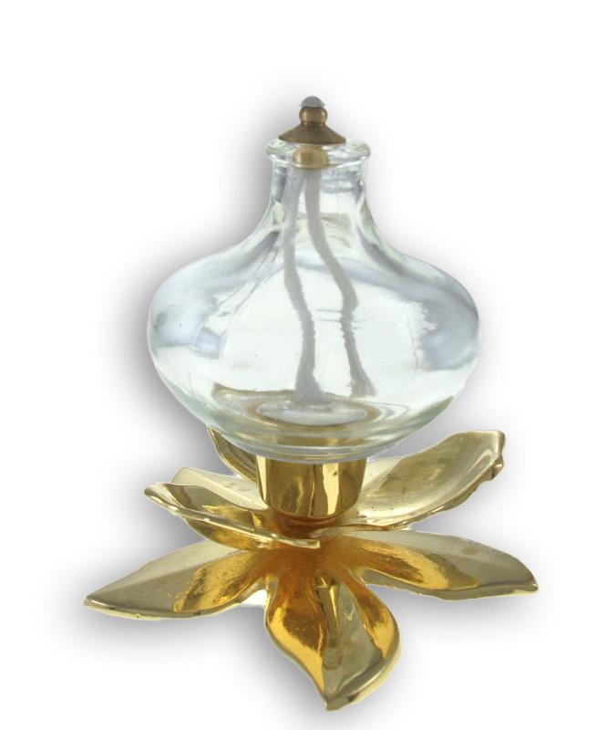 lampada fior di loto in ottone e vetro