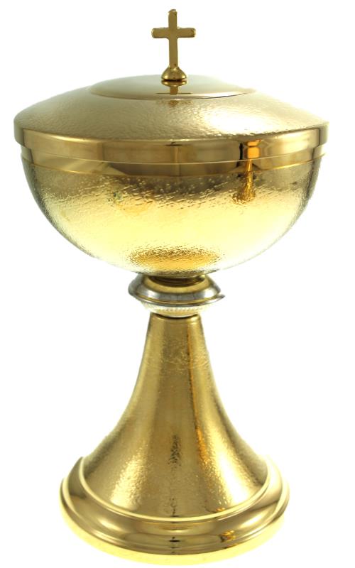 vaso sacro in ottone dorato pisside