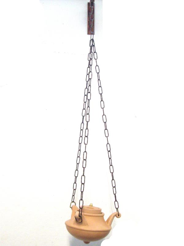 lampada con catena cm 19x14 terracotta
