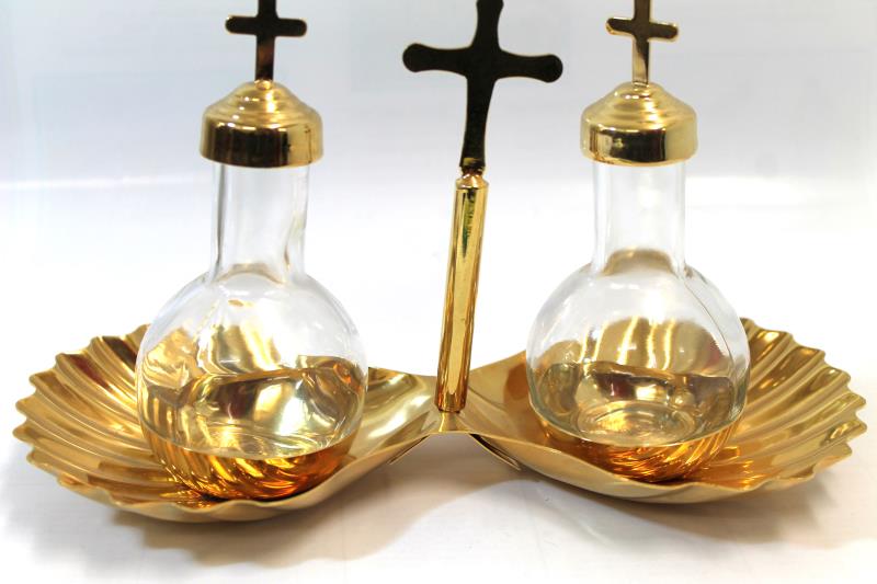 ampolle vetro base dorata conchiglia