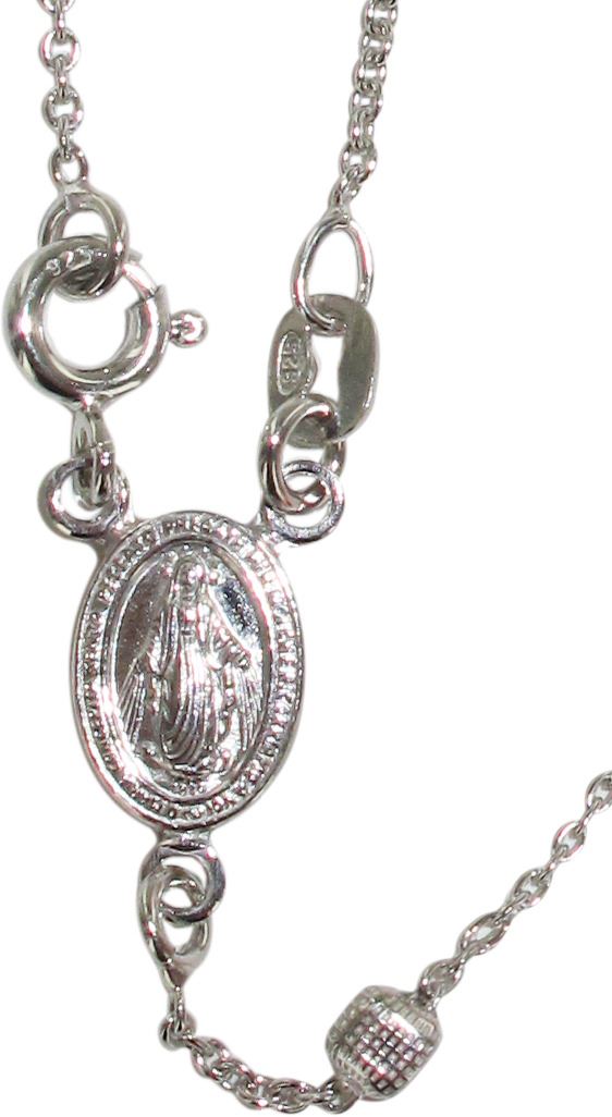 rosario in argento 925 rodiato con grani a cubetto da mm 2 e moschettone
