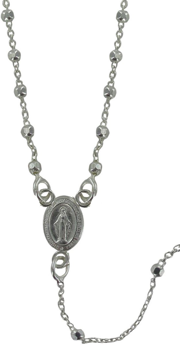 rosario in argento 925 con grani sfaccettati da Ø 2 mm e moschettone