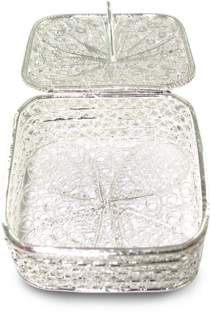 portarosario in filigrana d'argento 925 a forma quadrata