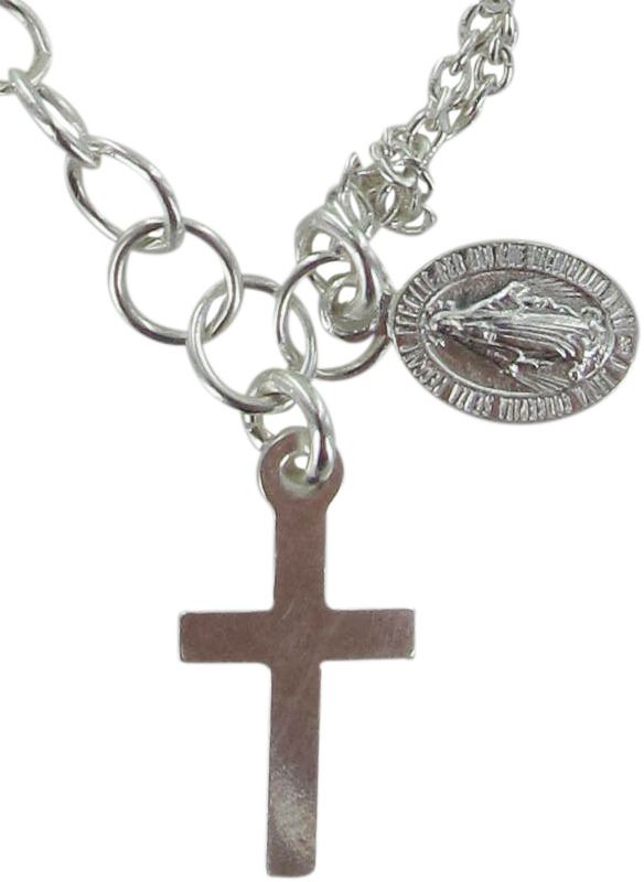 braccialetto in argento 925 con grani ovali e catena doppia
