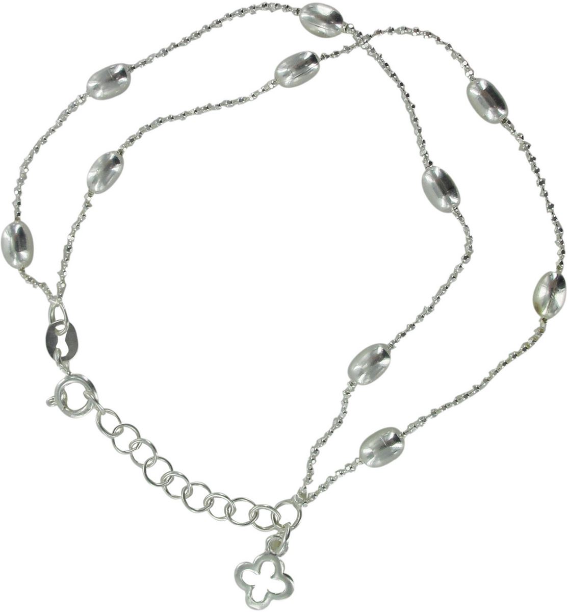 bracciale in argento 925 con grani ovali stampati su catena