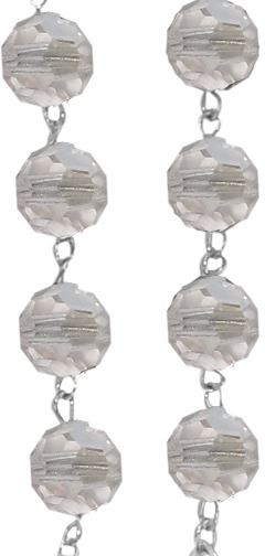 rosario con grani in cristallo sfaccettato da Ø 6 mm color bianco e legatura in argento 925 