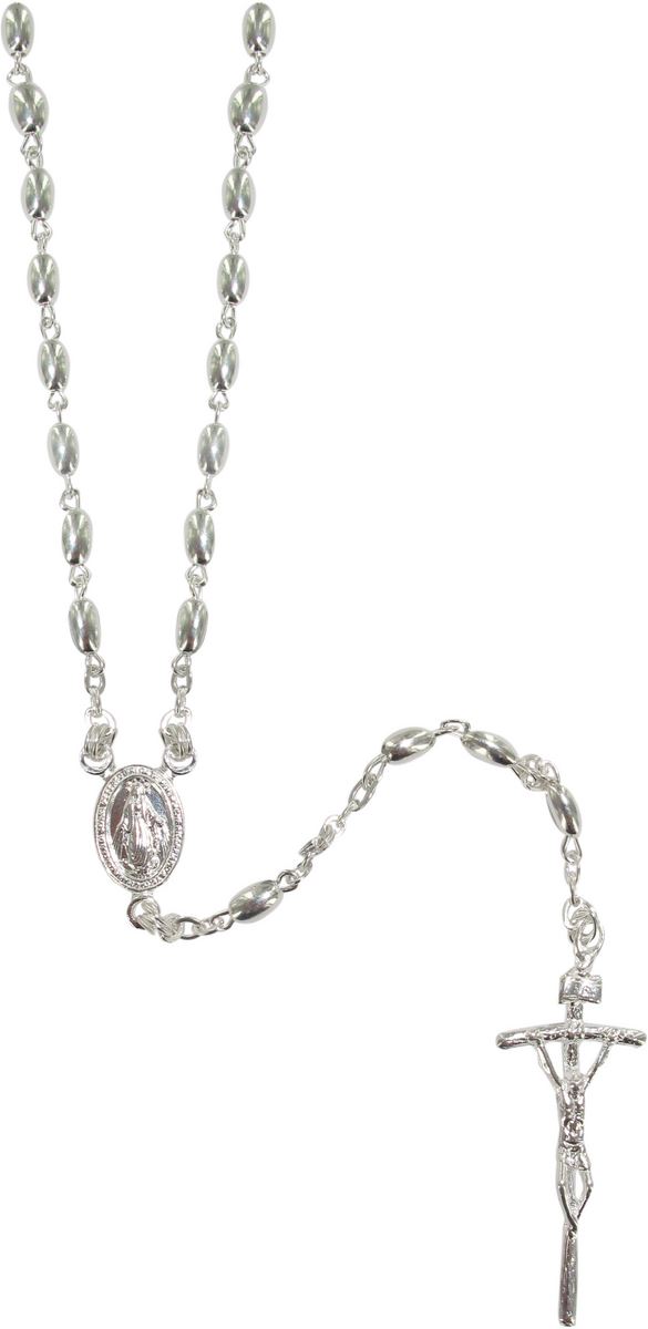 rosario in argento 925 con grani ovali da Ø 3 mm