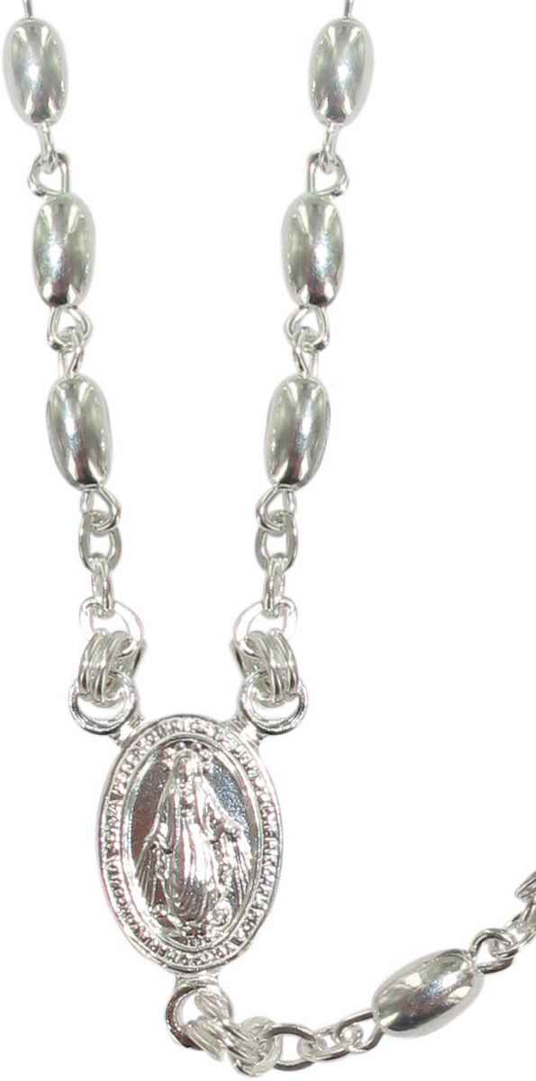 rosario in argento 925 con grani ovali da Ø 3 mm