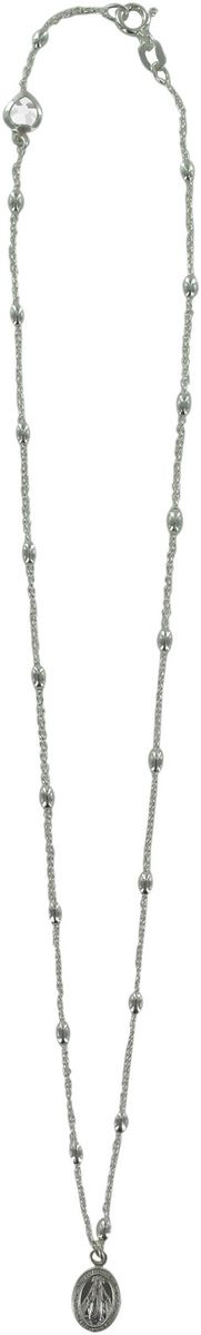 collana con grani ovali e medaglietta madonna miracolosa, argento 925, 1 cm